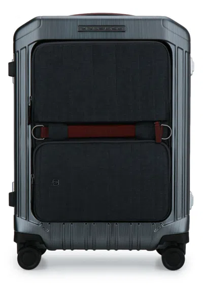 Piquadro Trolley Cabin Policarb_pelle,placchetta In Tessuto In Gray