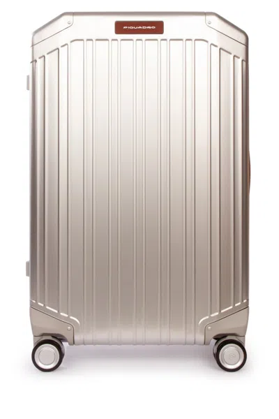 Piquadro Trolley Medio 4 Ruote In Alluminio E Pelle