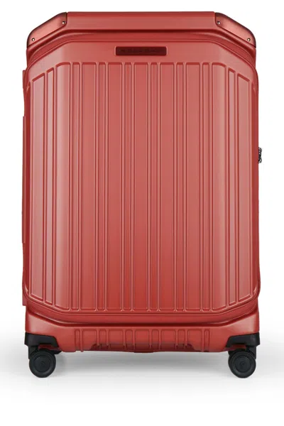 Piquadro Trolley Medio Front_middle Open 4 Ruote Polic_esp In Brown