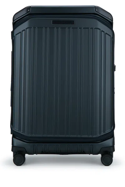 Piquadro Trolley Medio Rigido A 4 Ruote Espandibile In Blue