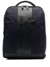Piquadro Two-tone Logo-patch Backpack In Blau