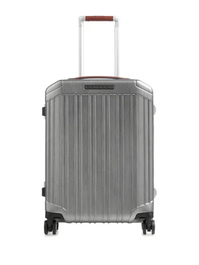 Piquadro Ultra Slim Four-wheel Cabin Trolley In Gray