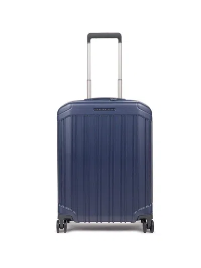 Piquadro Ultra Slim Four Wheel Hardside Cabin Trolley In Blue
