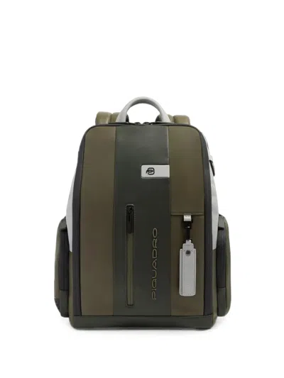 Piquadro Urban Daypack Logo-plaque Panelled Backpack In Green