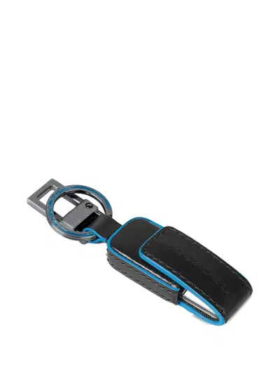 Piquadro Usb Flash-drive Leather Keychain In Yellow