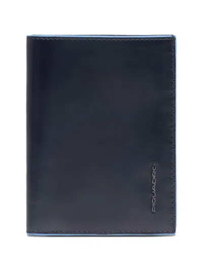Piquadro Vertical Leather Wallet In Blue