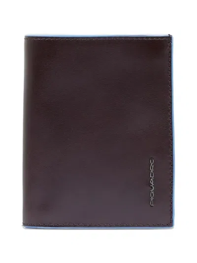 Piquadro Vertical Trifold Leather Wallet In Brown