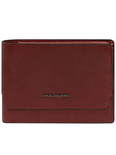 Piquadro Stitched Wallet In Burgundy