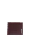 Piquadro Leather Coin-pocket Wallet In Brown