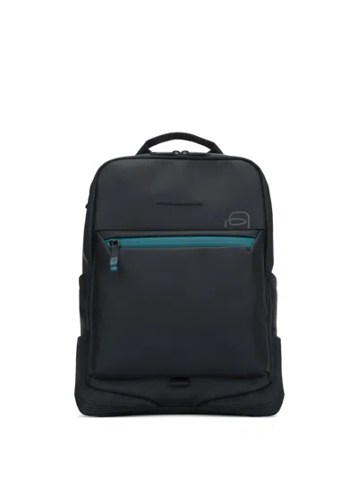 Piquadro Water Resistant Zip-pocket Backpack In Black