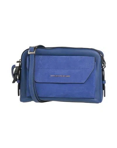 Piquadro Woman Cross-body Bag Blue Size - Cow Leather