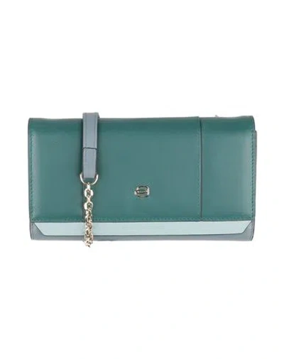 Piquadro Woman Crossbody Wallet Deep Teal Size - Cow Leather In Green