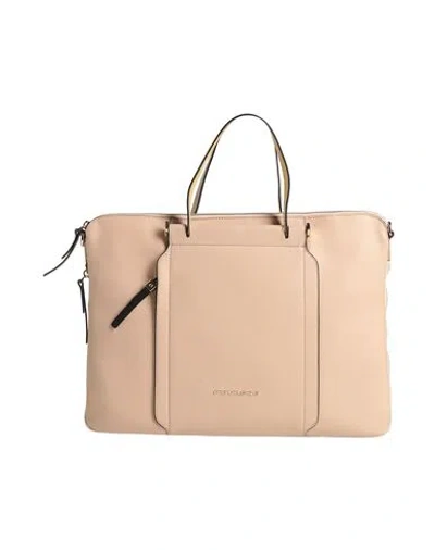 Piquadro Woman Handbag Beige Size - Cow Leather, Polyester, Eva (ethylene - Vinyl - Acetate), Metal, In Beige