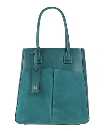 Piquadro Woman Handbag Deep Teal Size - Cow Leather