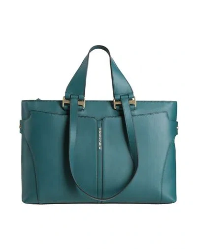 Piquadro Woman Handbag Deep Teal Size - Cow Leather, Eva (ethylene - Vinyl - Acetate), Synthetic Fib In Green