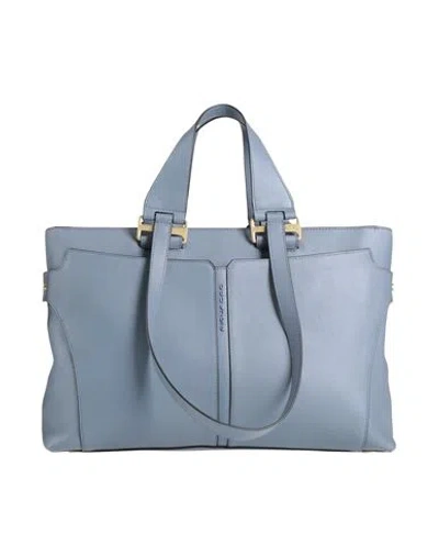 Piquadro Woman Handbag Pastel Blue Size - Cow Leather, Eva (ethylene - Vinyl - Acetate), Synthetic F