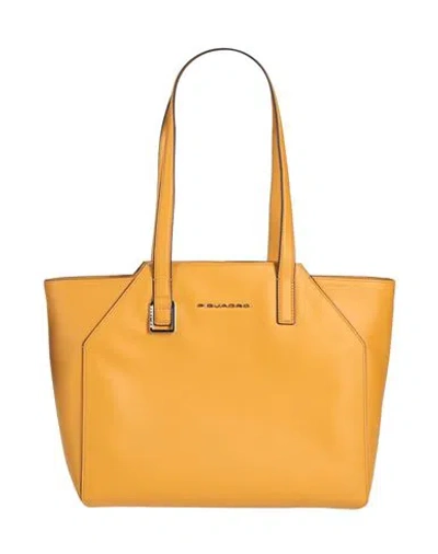 Piquadro Woman Shoulder Bag Ocher Size - Soft Leather In Yellow