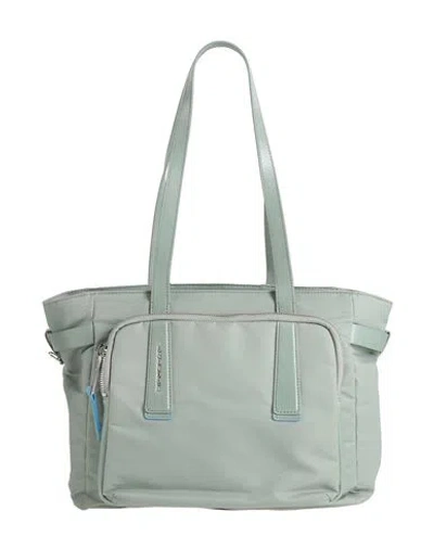Piquadro Woman Shoulder Bag Sage Green Size - Recycled Nylon, Bovine Leather