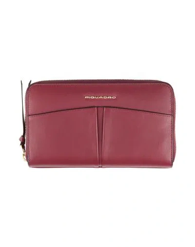 Piquadro Woman Wallet Burgundy Size - Cow Leather In Red
