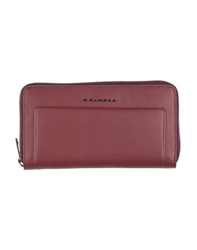 Piquadro Woman Wallet Burgundy Size - Cow Leather, Eva (ethylene - Vinyl - Acetate), Nylon, Polyeste In Red