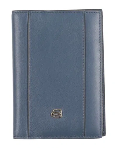 Piquadro Woman Wallet Navy Size - Cow Leather In Blue