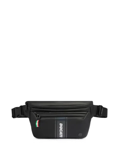 Piquadro X Ducati Logo-print Belt Bag In Black