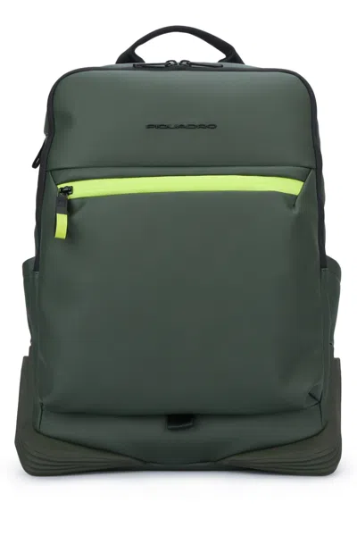 Piquadro Olive Logo Backpack In Green