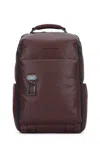 Piquadro Zip Top Handle Backpack In Burgundy