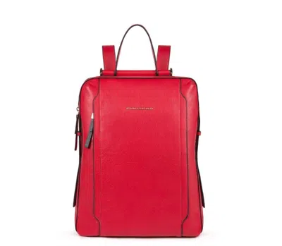 Piquadro , Zaino, Leather, Backpack, Red, With Double Notebook And Ip, For Women, 36.5 X 28 X 12.5 Cm