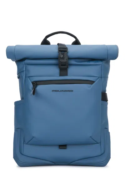 Piquadro Zaino Roll-top In Tessuto In Blue