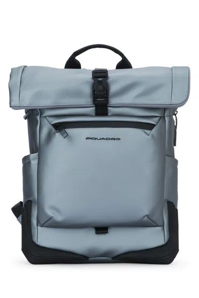 Piquadro Zaino Roll-top In Tessuto_fingerprint E Schienale In Gray