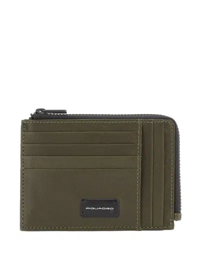 Piquadro Zip-around Cardholder In Green