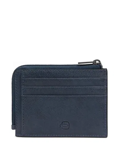 Piquadro Zip Cardholder In Blue