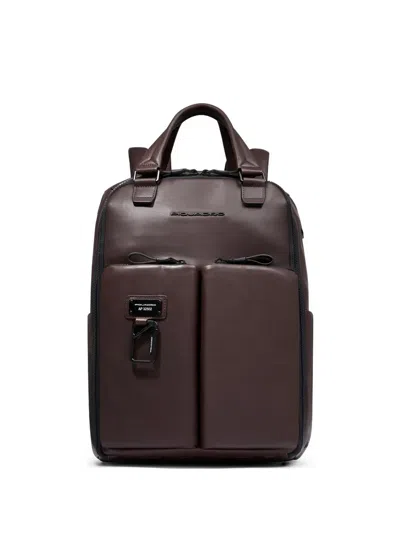 Piquadro Zip Detail Backpack In Brown
