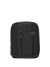 Piquadro Zip-fastening Embossed-logo Messenger Bag In Black