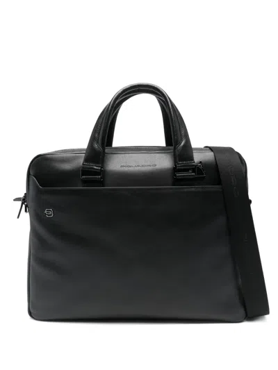 Piquadro Zip-fastening Leather Briefcase In Black
