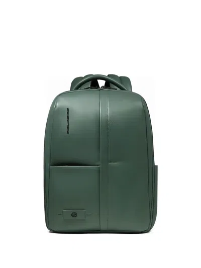 Piquadro Zip Leather Backpack In Green