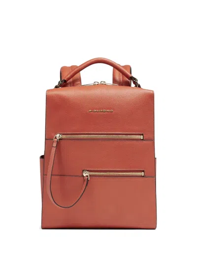 Piquadro Zip Leather Backpack In Pattern