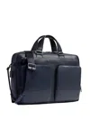 Piquadro Zip Leather Laptop Bag In Blue