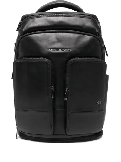 Piquadro Zip-pocket Backpack In Black