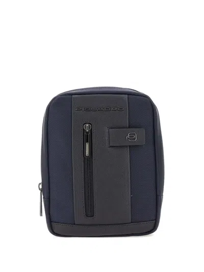 Piquadro Zip Pocket Shoulder Bag In Blue