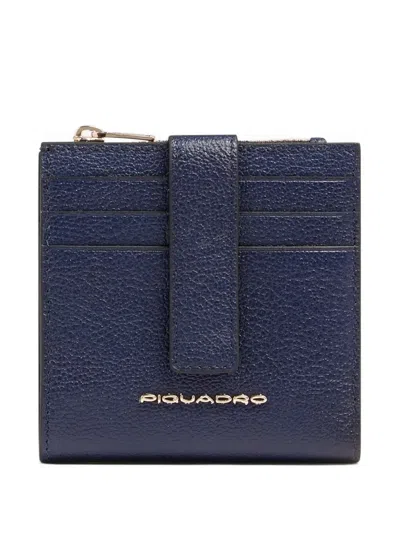 Piquadro Zipped Cardholder In Blue