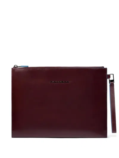 Piquadro Zipped Clutch Bag In Brown