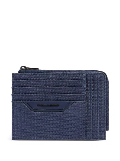 Piquadro Zipped Coin-pocket Card Holder In Blue