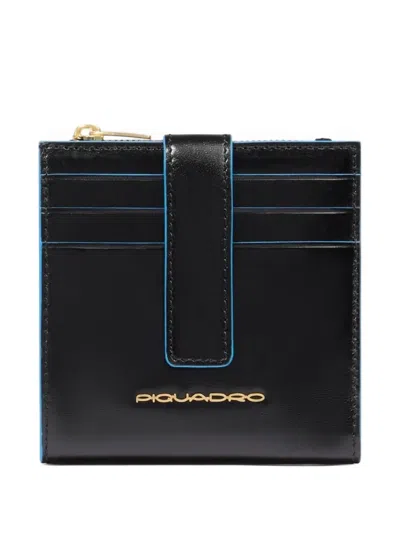 Piquadro Zipped Leather Cardholder In Purple