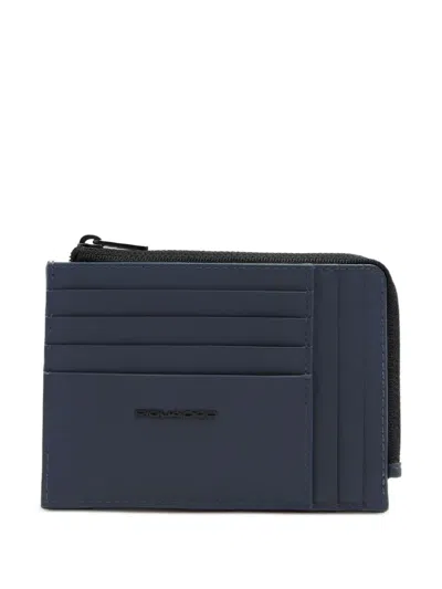 Piquadro Zipped Logo Wallet In Blue