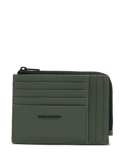 Piquadro Zipped Logo Wallet In Green