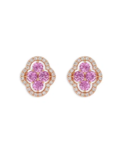 Piranesi 18k Rose Gold Diamond & Pink Sapphire Maison Stud Earrings In Brown