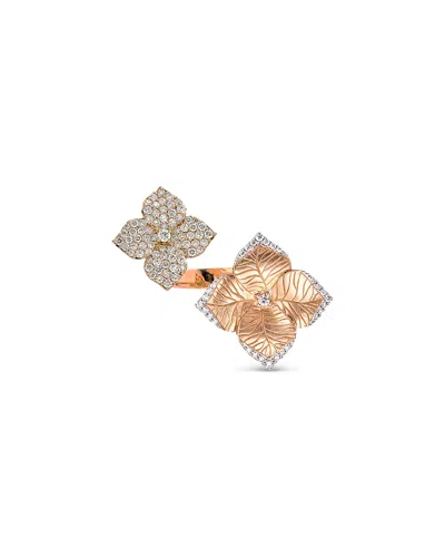 Piranesi 18k Rose Gold Double Oro Fiore Ring With Diamonds, 0.94 Ct. T. W. In Pink