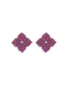 Piranesi 18k Rose Gold Fiore Pink Sapphire & Diamond Pave Flower Large Stud Earrings In Pink